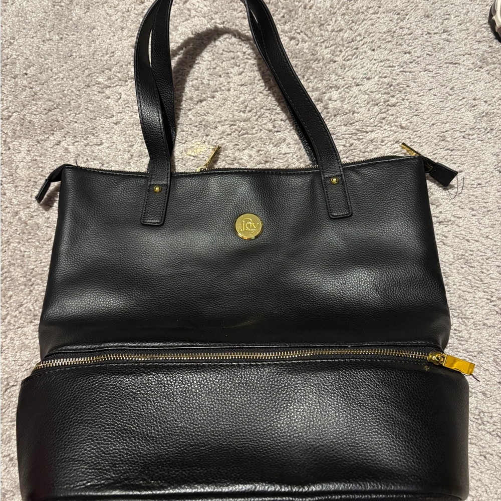 Joy Mangano Black and Gold Tote Bag with Structured Design